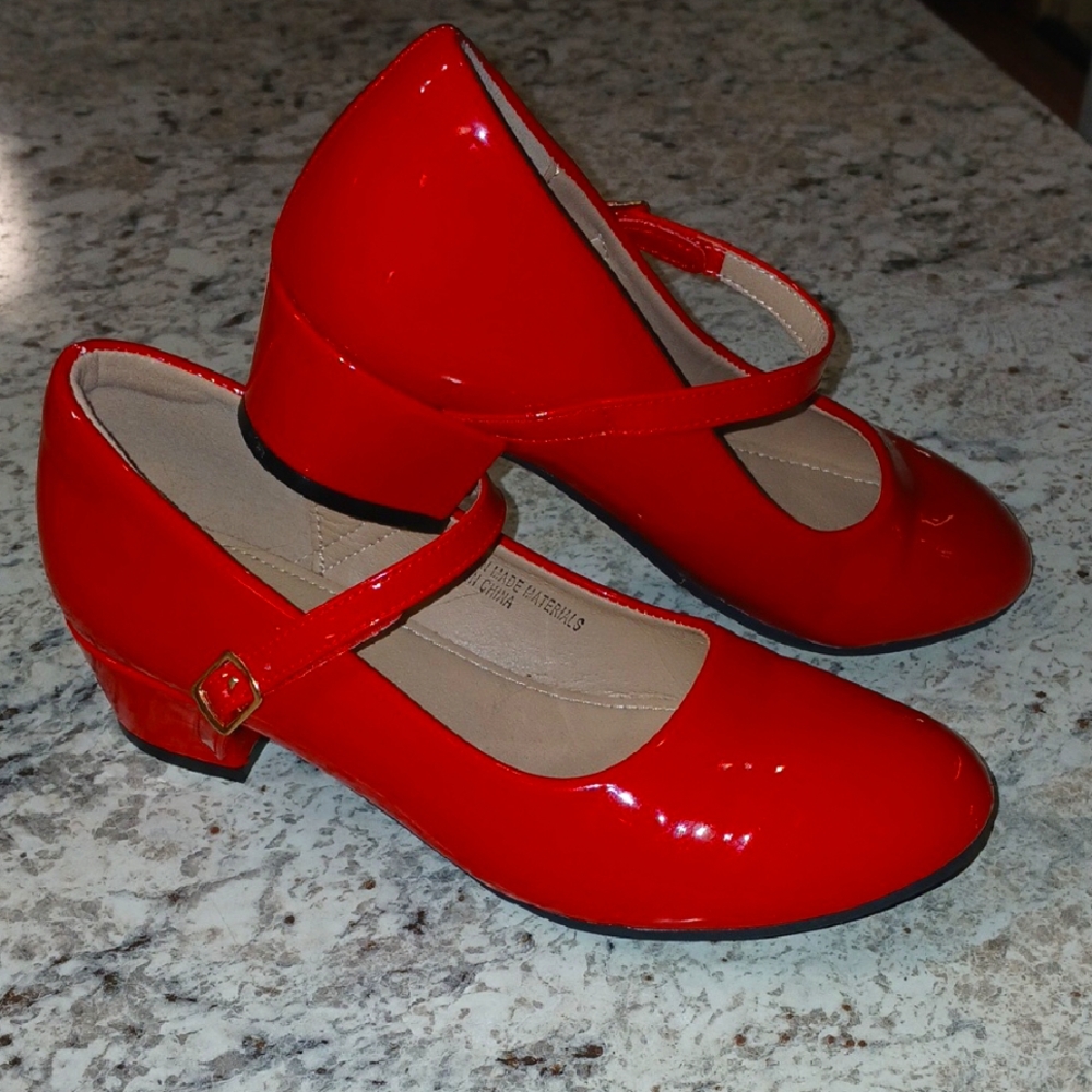Faux Patent Leather Mary Jane Youth Heels..4